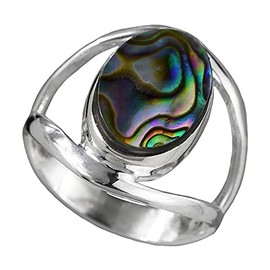 I-be, Paua Shell Abalone Ring, 925 Silver, 1082/10x14-2B, 60, Paper, Abalone