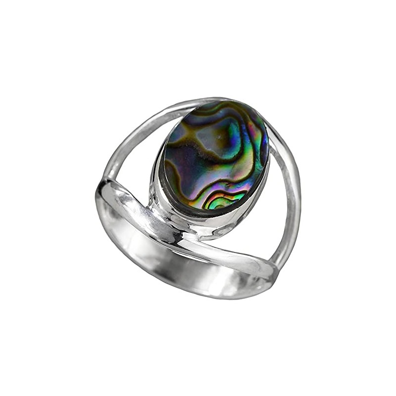 I-be, Paua Shell Abalone Ring, 925 Silver, 1082/10x14-2B, 60, Paper,