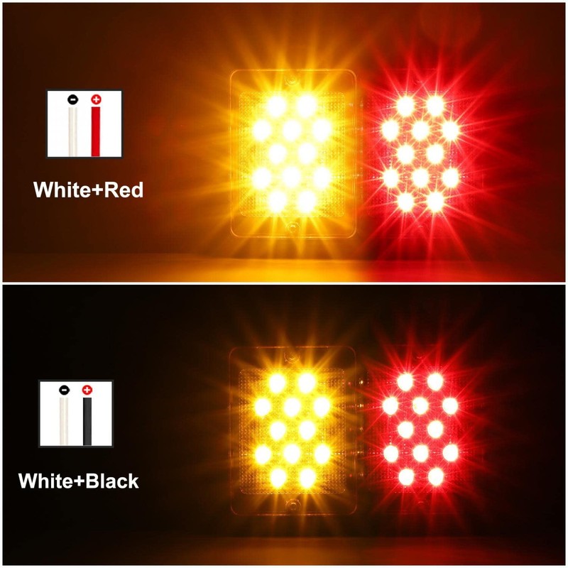 Partsam 2Pcs Double Led Trailer Tail Lights Horizontal Mount Dual