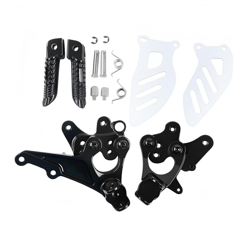 Motorcycles Black Front Rider Foot Pegs Footrest Bracket Fit For