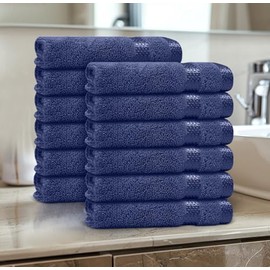 Casabella 12 Pack Flannel Face Cloth - 100% Cotton Face Towels Soft & Absorbent Super Quality Washcloths 30x30CM, Fingertip Towels for Makeup Removal & Cleansing - Royal Face Cloth