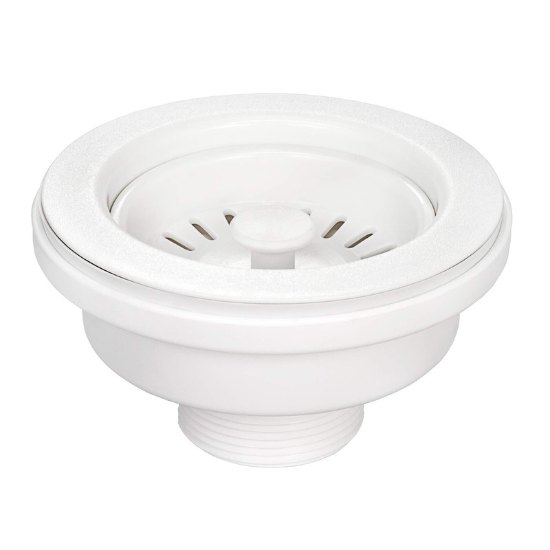 Ruvati Kitchen Sink Basket Strainer Drain Assembly - Matte White