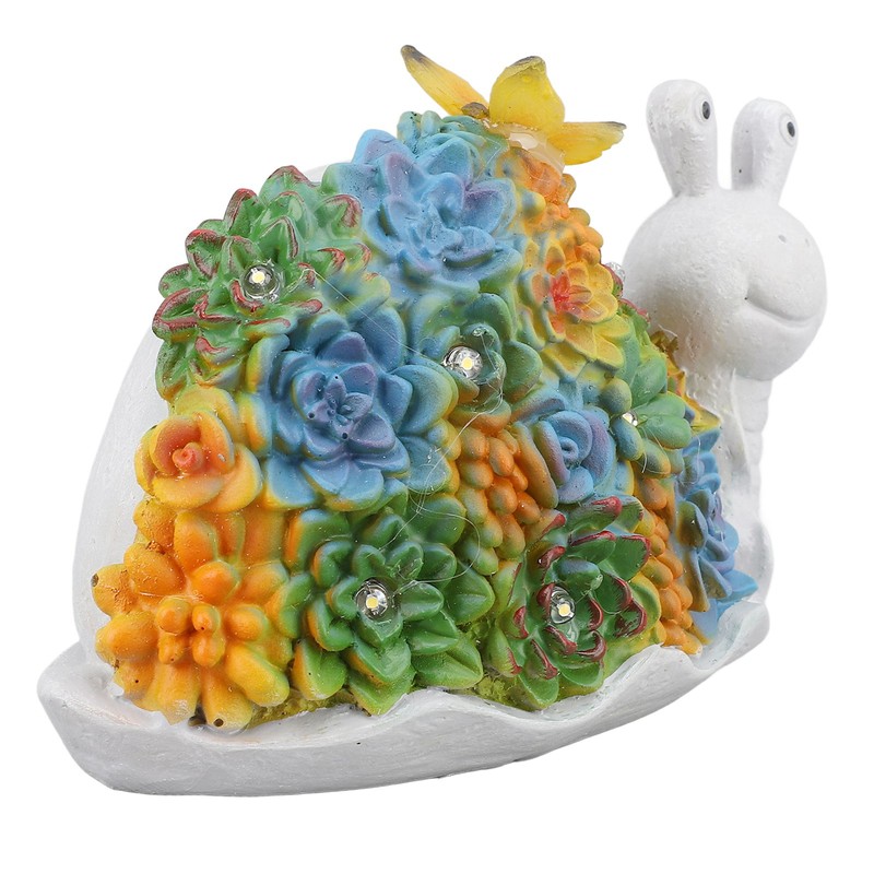 Solar Snail Statue Waterproof Cute Snail Figurine Succulents Garden Ornament