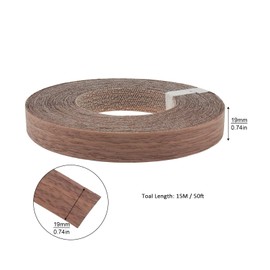 Edge Banding, PNXKTXO 3/4" 50ft Roll Wood Veneer Strips with Hot Melt Adhesive, Iron-on Wood Banding Strips for Cabinet Repair Furniture Restoration Wood Trim Walnut