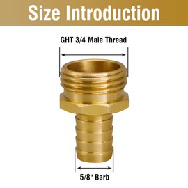 Napredak brass garden hose repair connector, 5/8” barb x GHT 3/4 male thread fitting with clamps (3 pcs)