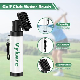 VyKure Club Golf Brush Cleaner with Spring Clip, Portable 8 inch Golf Cleaning Tools with Squeeze Water Bottle Holds 5 Oz Water, Golf Rangefinder Accessories for Men