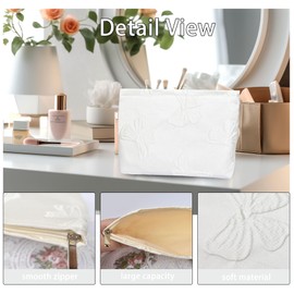 KeYaMee Make Up Bag Cosmetic Bags for Travel Women Corduroy Organizer Pouch Toiletry Bags with Zipper Large Capacity Gift for Girls Mom 23 white