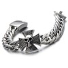 Mens Large Skull Cross Bracelet Stainless Steel Curb Chain Biker