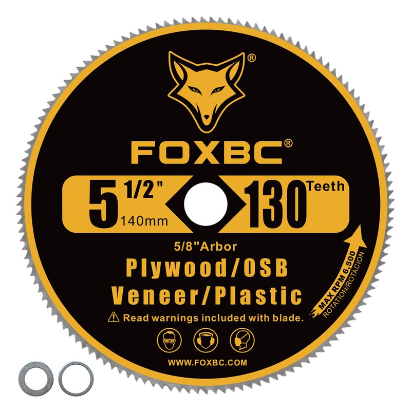 FOXBC 5-1/2-Inch 130 Tooth Plywood, Veneer, OSB, Plastic Cutting Circular