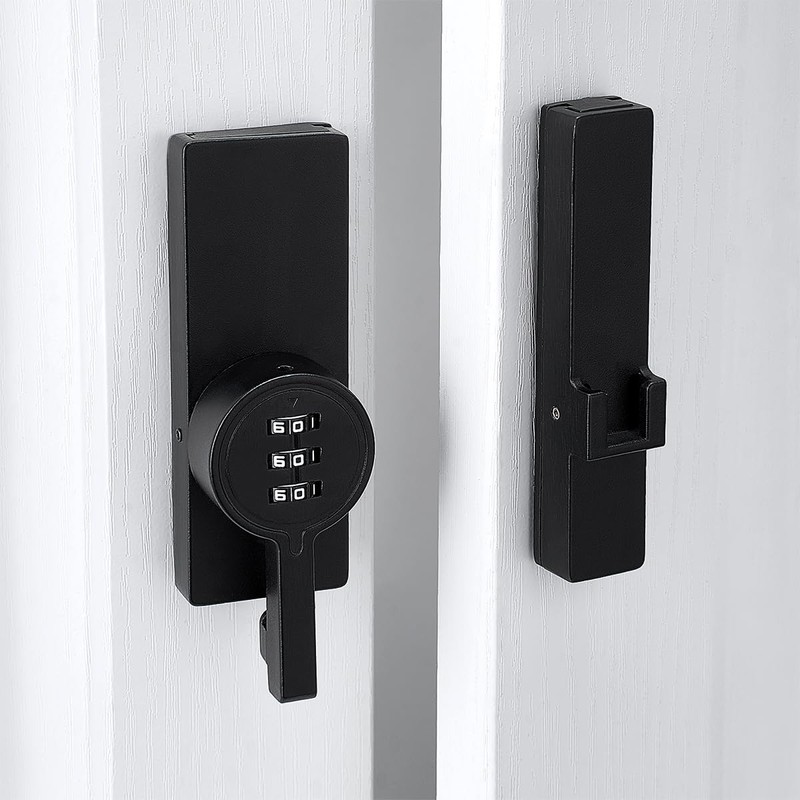 Wocoe Black 180 Degree Barn Door Lock,Mechanical Password Lock,3 Digit