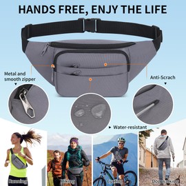 Bumbag Waist Fanny Pack for Men Women Unisex Bum Bag with Adjustable Belt for Outdoor Sport Running Hiking Jogging Travel (Grey)