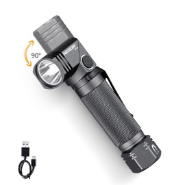 COSMOING 1300 Lumens Rechargeable Magnetic Flashlight, 6 Modes LED 90 Degree Flashlight Twist IP65 Waterproof High Bright EDC Pocket Torch, Tactical Flashlight for Camping, Emergency, Repair, Outdoor