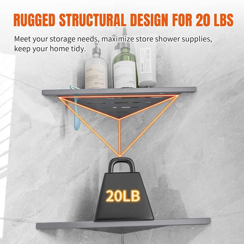 HBXS Corner Shower Shelf 2-Pack, 10" Shower Organizer Shelves Rustproof