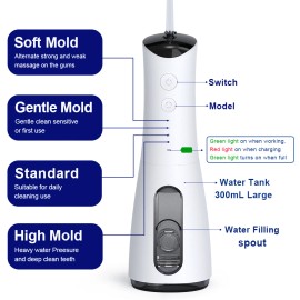 300ML 4 Modes Type c Rechargeable Dental Teeth Cleaner Cordless Waterflosser Dental Irrigator Water Dental Flossercolor: Black