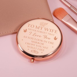 Sophauteem Gifts for Wife Romantic Gifts for Her Unique Gift for Wife from Husband Compact Mirror Birthday Gifts for Wife Valentines Day I Love You Gifts for Her Wife Mother Anniversary Rose Gold