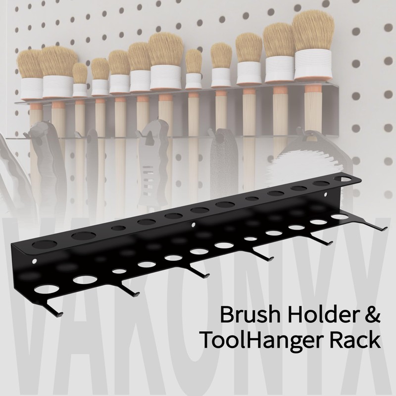 Vakonyx Wall Mount Brush Holder & Tool Hanger Rack for