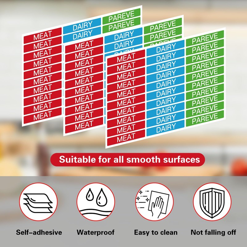 GSCWLD Kosher Kitchen Labels, 300 Pieces, Meat Dairy Pareve Stickers,