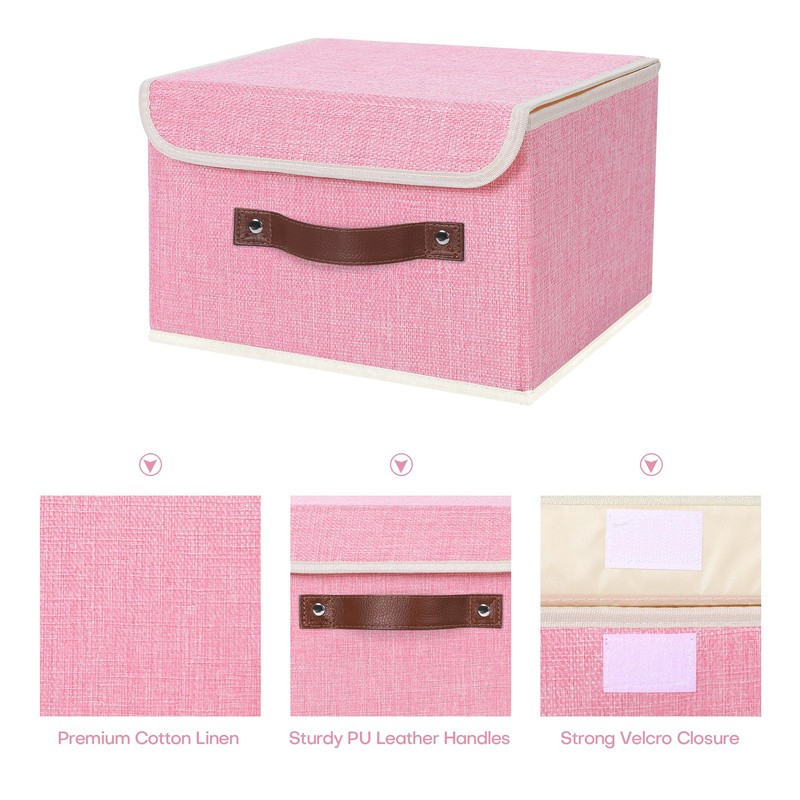 ANMINY Storage Bin with Lid Storage Boxes with PU Leather