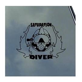 Deep Sea Saturation Diver with Sharks Vinyl Sticker Decal Contractor Commercial Diving Offshore Oil Rig