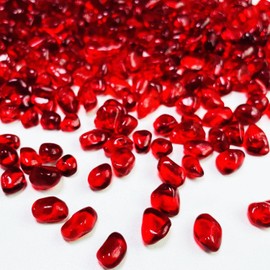 Siencooray Glass Stones, 0.85LB/385g Red Aquarium Gravel Rocks, Red Pebbles for Fish Tank, Sea Glass for Vase Filler Craft