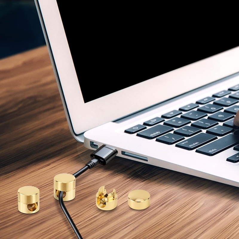 3pcs Gold Cable Anchors, Metal Phone Charger Cord Holders Cable