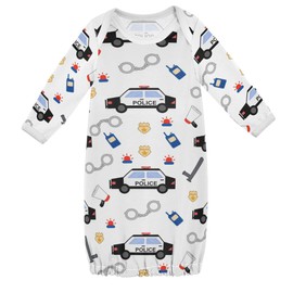 Vozoza Cartoon Police Car Baby Boy Girl Sleepsuit Cotton Sleeper Gown Newborn Pajamas Nightgowns Infant Clothes 0-3 Months, 1-Pack Multicolor
