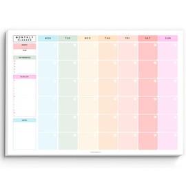 Monthly To Do List Notepad | Monthly Planner Desk Pad, Brain Dump, Organizer and Priority List | 50 Undated Tear Away Sheets | A4 Rainbow