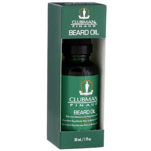Clubman Pinaud Beard Oil, Balanced Moisture for Facial Hair and Skin, 1 oz