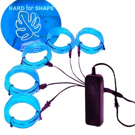 Ourbest [New Hard Structure Version] 5 Splitter 2Meter Neon Strip Light Wire, 3Mode Stay/Slow/Fast Flash EL Wire Lights for Cosplay Dress Party Decoration (Icyblue)