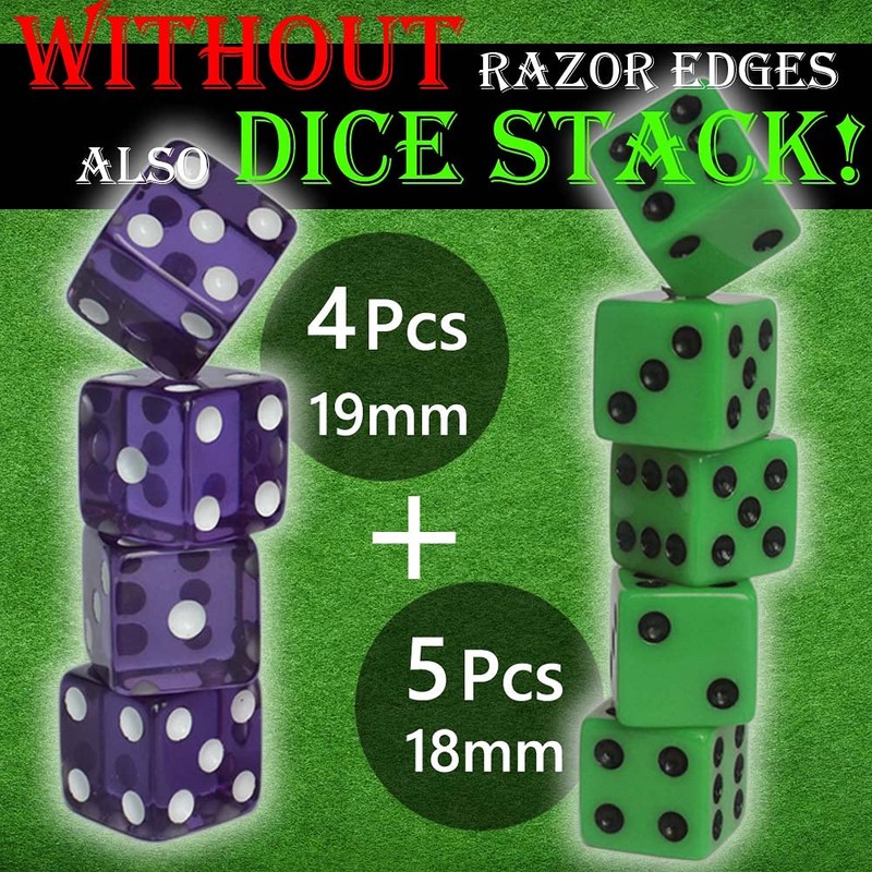 MEISHUNUK Dice Stacking Cup(Black) Set with 4 Pcs 19mm(Puple) and