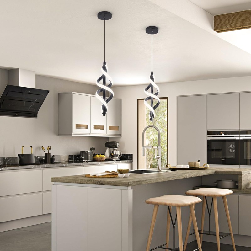 Vloitgol Black Pendant Light,4000K Modern LED Pendant Lights Kitchen Island,Adjustable