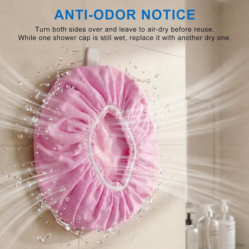 CHFONG Terry Lined Shower Caps for Women, 4 PCS Cloth