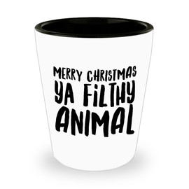 HollyWood & Twine Merry Christmas Ya Filthy Animal Shotglass Funny Christmas Shotglasses Cool Stocking Stuffers for Adults