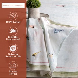 Maison d' Hermine Napkin 100% Cotton 20Inch x 20Inch Decorative Washable Cloth Napkins Table Napkin, Dining, Kitchen, Parties & Camping, Flying Birds - Spring/Summer (Set of 4)