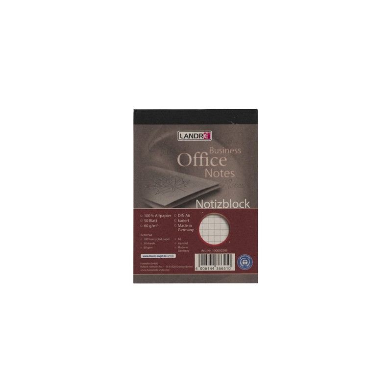 Landre 100050282 A4 Notepad with 50 Perforated Pages of Squared