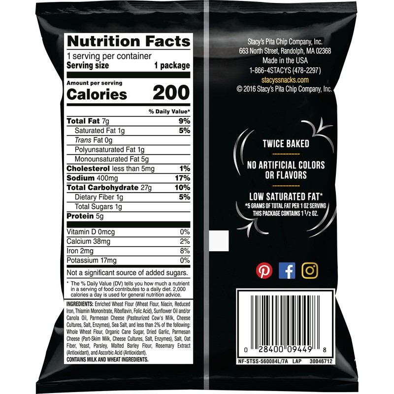 Stacy's Parmesan Garlic & Herb Flavored Pita Chips, 1.5 Ounce