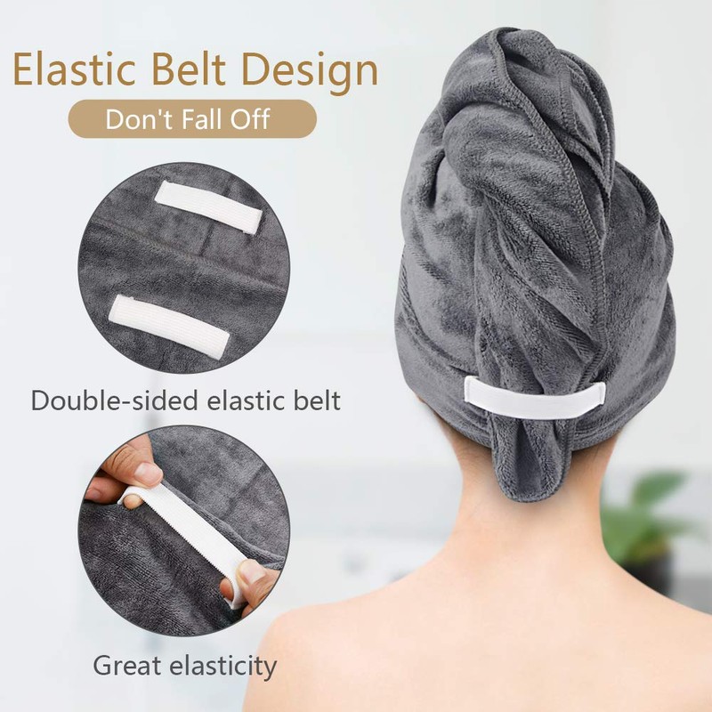 SUNLAND Hair Drying Towel, Water Absorbent, Daily Towel, Microfiber, Big