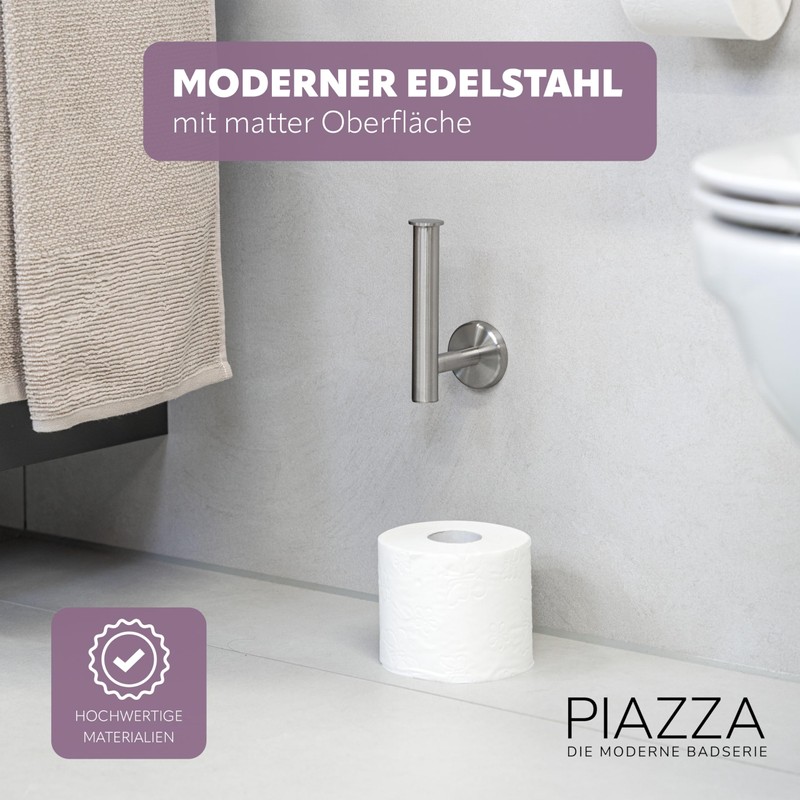 Piazza Bathroom Range 2 in 1 Toilet Roll Holder Stainless