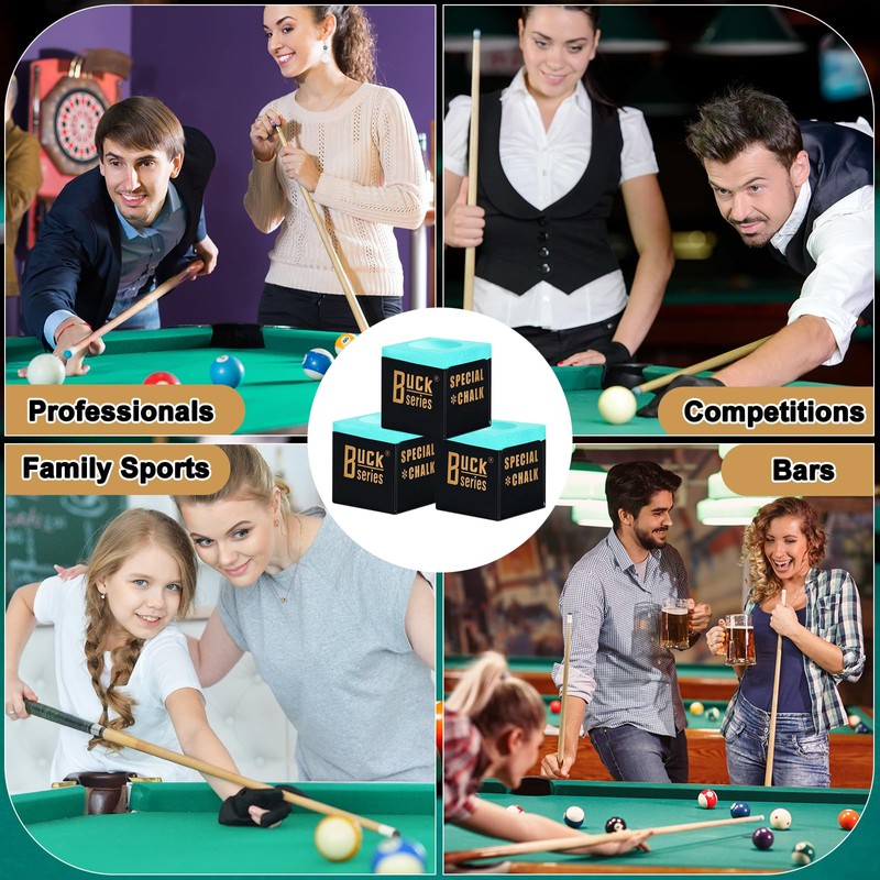 TRIITECH Snooker Chalk,Green Pool Cue Chalk Billiard Chalk 12 Cubes