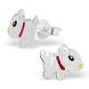 Bull Terrier Puppy White Dog Earrings - 925 Sterling Silver