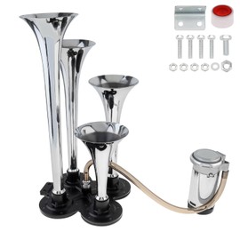 DriSentri Train Horns Kit, 12V 185db Super Loud Train Horns for Pickup Trucks, Four Trumpet Air Horn Kit with Compressor for Vehicle Cars Trucks Pickup Trains Lorrys Boats