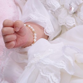 Cherished Moments Children's 14K Gold-plated Bracelet with Cultured Pearls and Cross Charm for Baptism, Christening Gift for Babies, Infants, Newborn Baby Girls (SM)