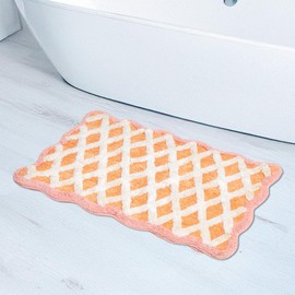 Folkulture Bathroom Rugs or Bath Mat | (20 x 30) Cute Bathroom Rugs or Quick Drying Non Slip Bath Mat for Home | Washable Orange Bathrooms Rug or Blue Toilet Rug | Pink Bath Mats