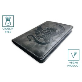 Black Dragon Refillable Faux Leather Journal by SohoSpark, 6x8 Vegan Lined Writing Journal for Women, Mens Journal