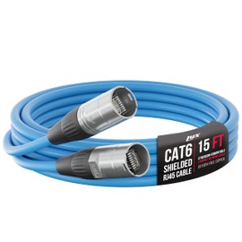 LyxPro 15 Feet Shielded CAT6 Ethercon Cable - Professional Audio & Lighting Stage Snakes RJ45 Cable, Studio-Grade Sound Transmission, Extreme Durability - Blue