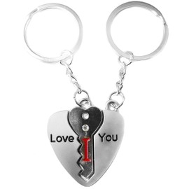 TRIXES Valentines Keyring I Love You Key Ring Key to my Heart Key Chain - Romantic Couples Keychain Gift for Her Him - Present for Girlfriend Boyfriend Husband Wife