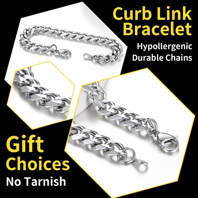 Cuban Link for Men Bracelet Silver Chain Bracelet
