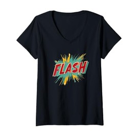 Womens Brighten Up Your Style with a Flash Statement V-Neck T-Shirt