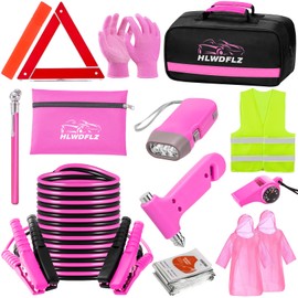 HLWDFLZ Car Roadside Emergency Kit - 17pcs Winter Traveler Safety Road Side Assistance Kits, Car Kit Essentials for Men, Women, Teen