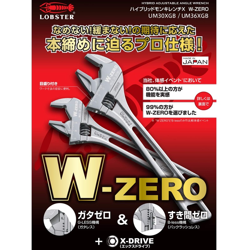 Lobtex Hybrid Monkey Wrench X W-Zero UM36XGB Total Length 9.8